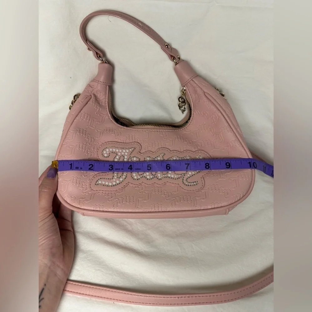 Juicy Couture Pink Diamond String of Pearls Rhinestone Hobo Crossbody